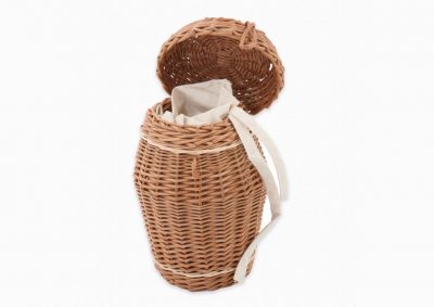 Ashes urn in buff willow inlaid with cream bands with cotton intertor