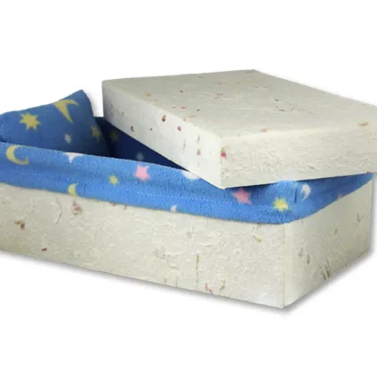 Blue fleece in baby casket