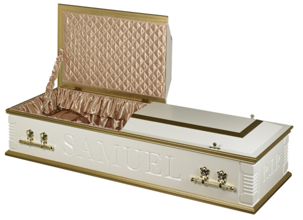 Britannia casket two tone white gold open