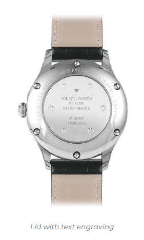 Even lid with text engraving Even lid with text engraving