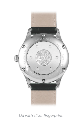 Lid with silver fingerprint Lid with silver fingerprint