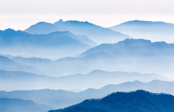 Misty mountains blue