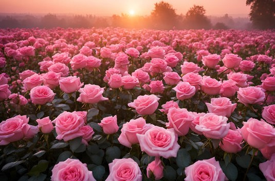 Pink rose sunset