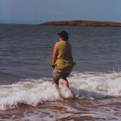 At barry island, jean jumping the waves