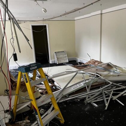 Lime kiln house during renovation interior