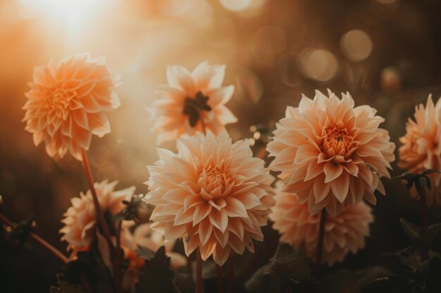Warm sunset glow blooming dahlias 98396 135187