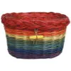 Rainbow oval ashes casket with red lid