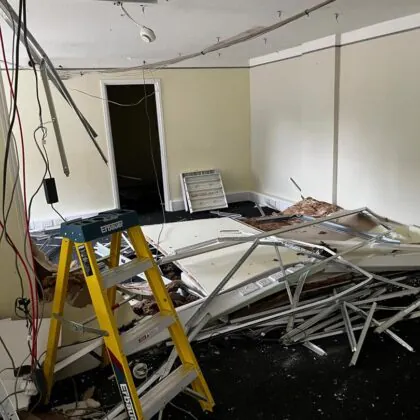 Lime kiln house during renovation interior